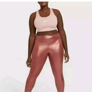 NEW Nike one icon shimmer rose gold 7/8 leggings size 2X